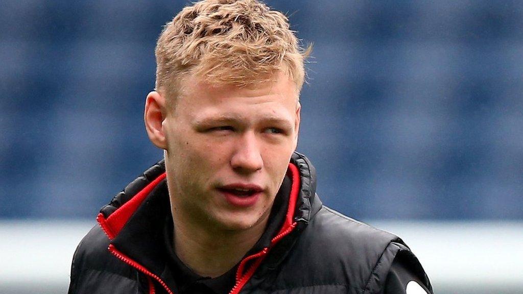 Aaron Ramsdale on the pitch before Bournemouth's Premier League game with West Brom in February 2017