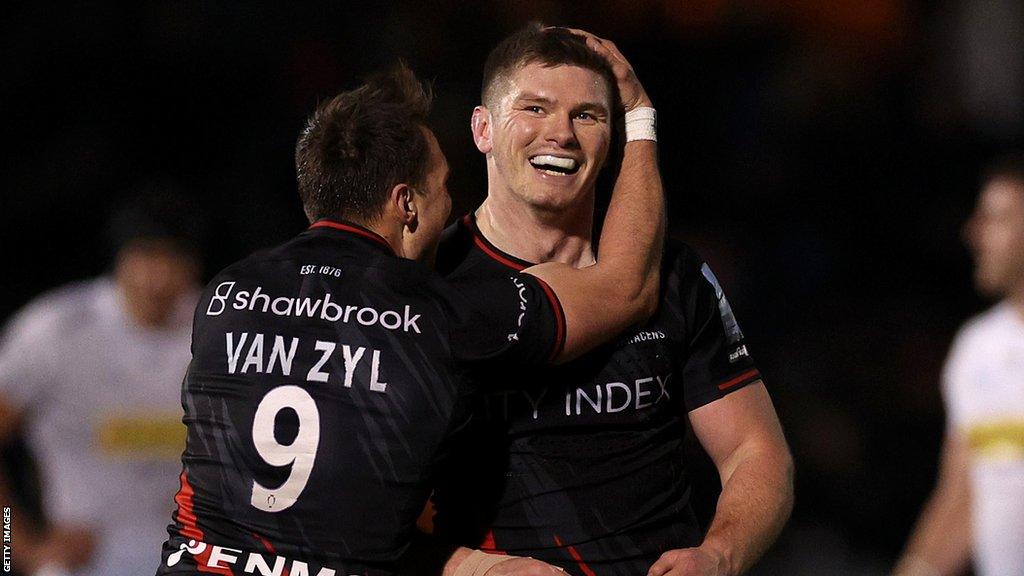 Saracens' Owen Farrell and Ivan van Zyl