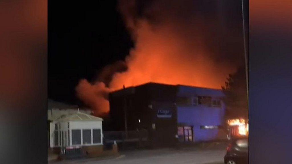 Plumes of smoke could be seen rising from the site of the fire