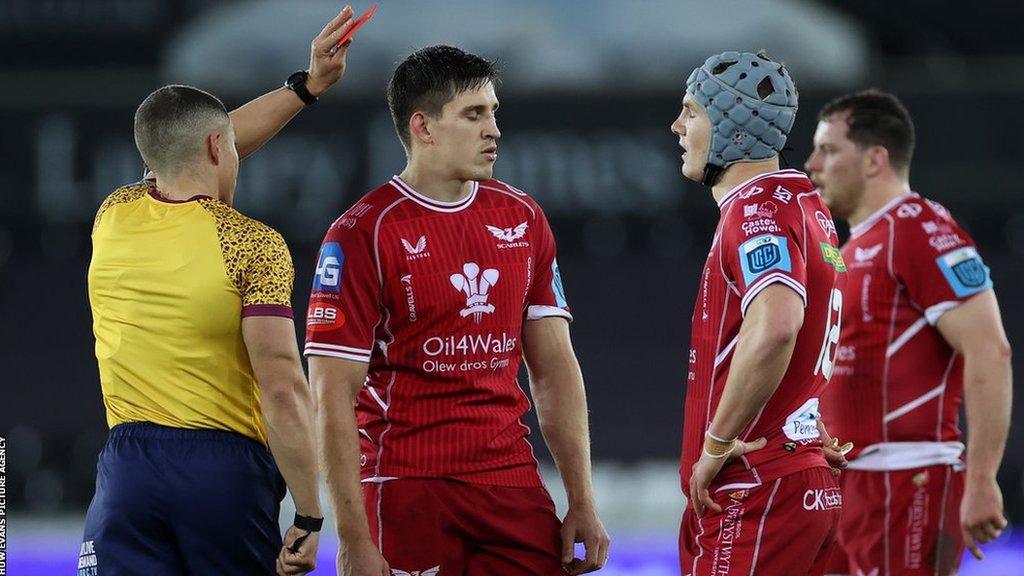 Tomas Lezana was the third Scarlets player to be shown a red card this season