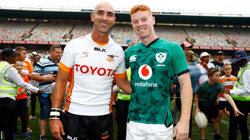 Ruan Pienaar and Nathan Doak pose for a photo