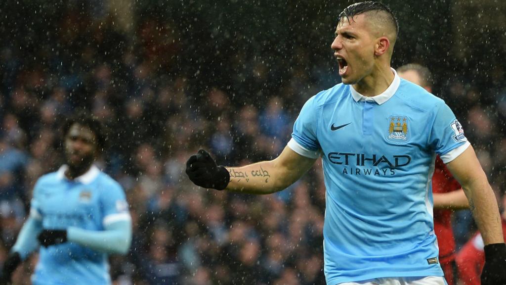 Sergio Aguero celebrates