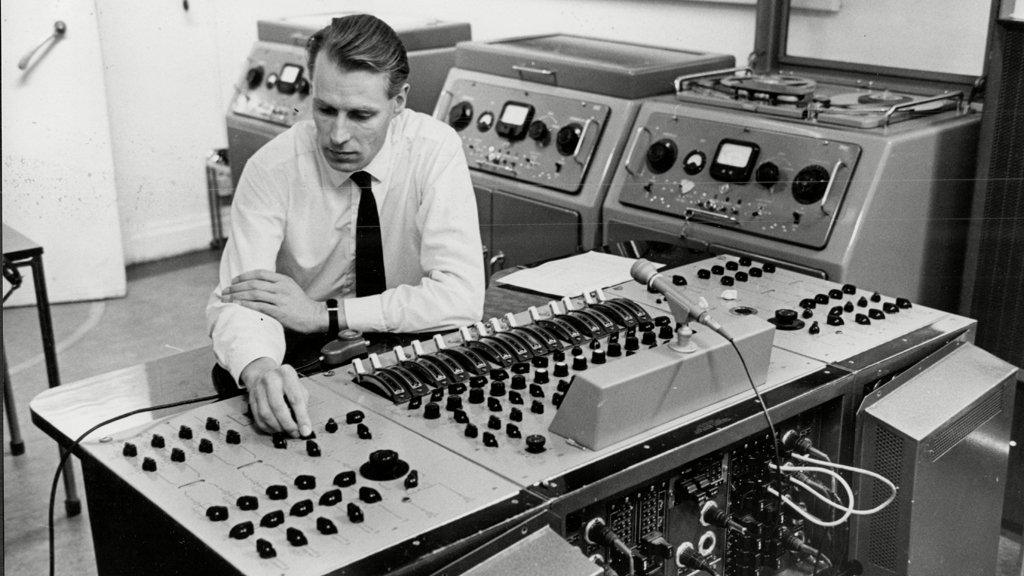 George Martin at the mixing desk