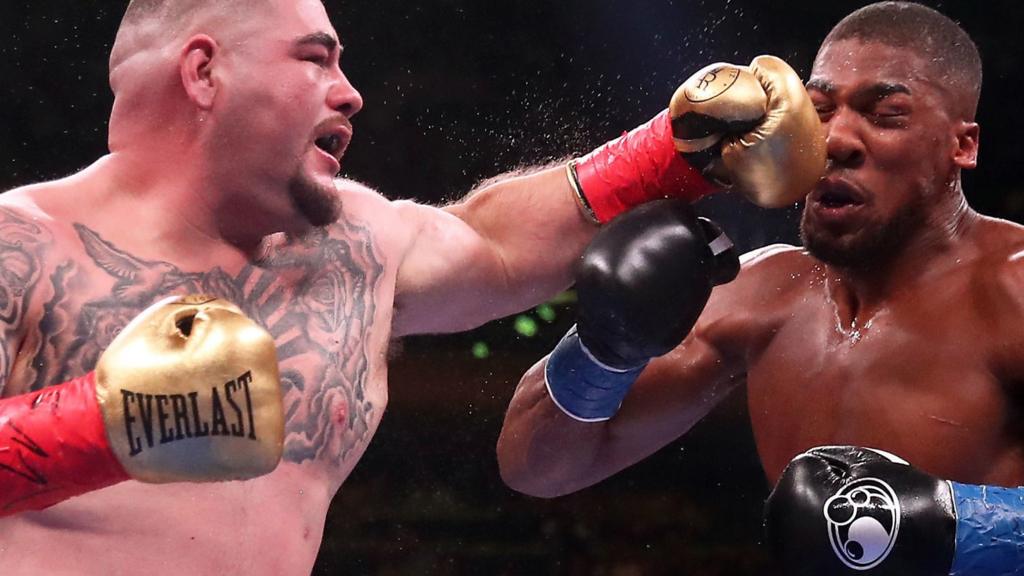 Andy Ruiz Jr hits Anthony Joshua with a left hook