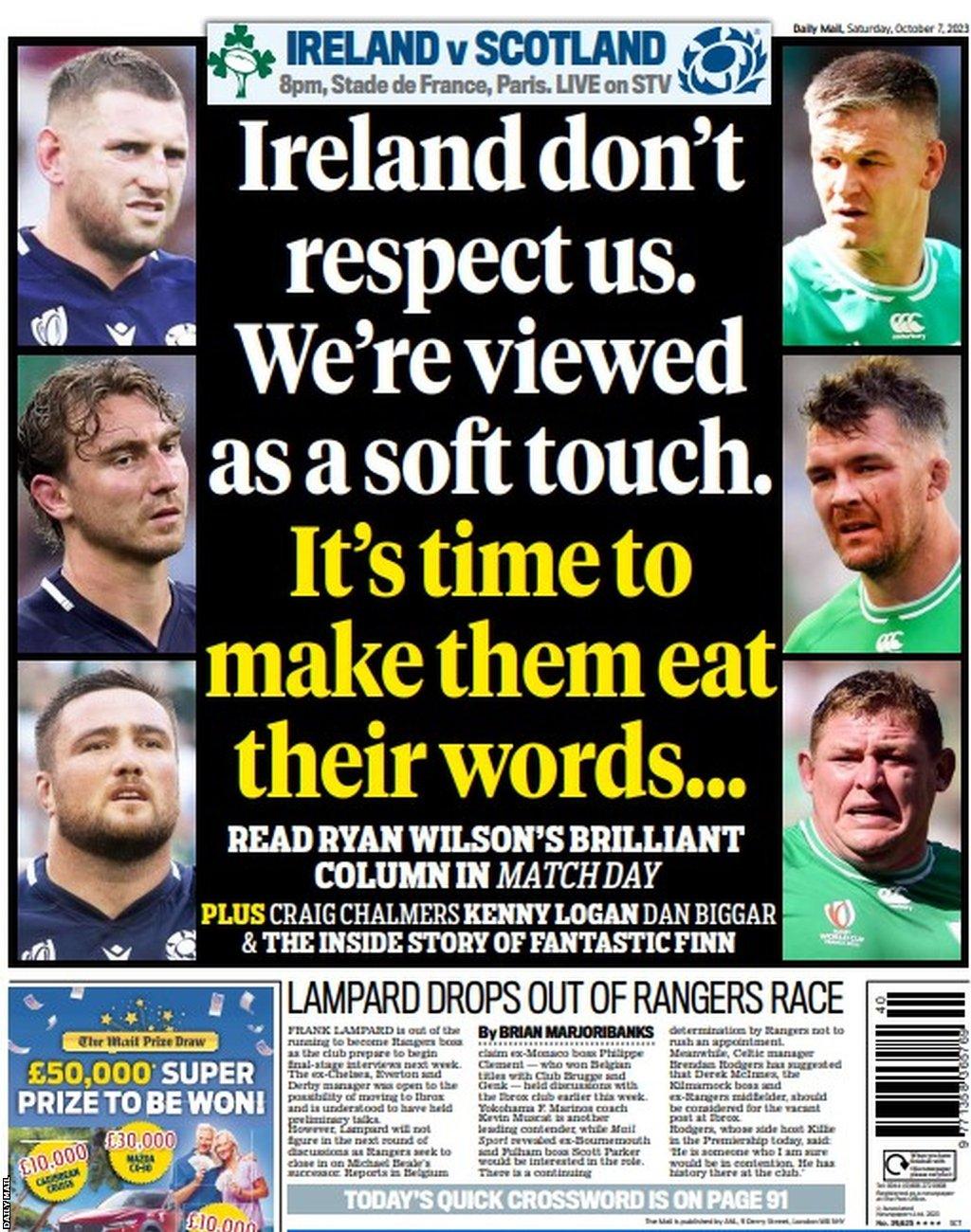 The back page of the Scottish Daily Mail on 071023