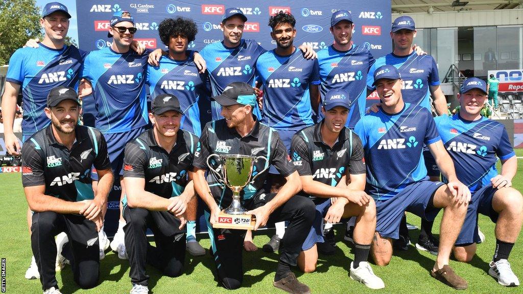 New Zealand with the T20 series trophy