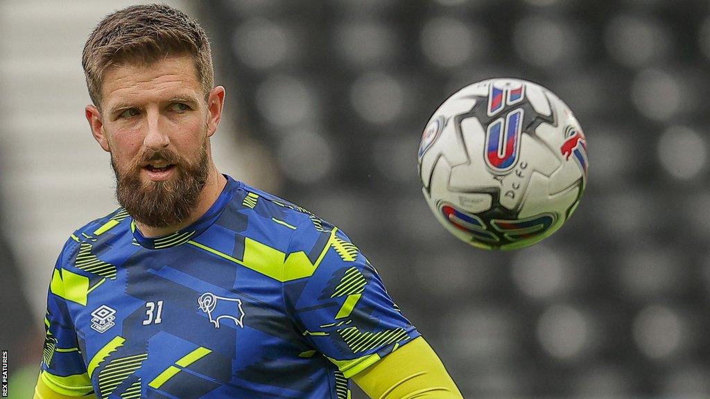 Derby County goalkeeper Josh Vickers in action for the club