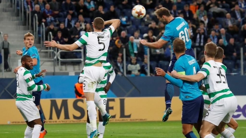 Branislav Ivanovic heads Zenit into the lead against Celtic