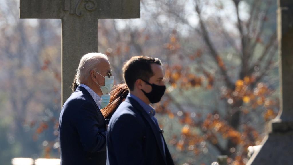 Joe Biden and family attend church a day after being declared as winner in the US presidential election