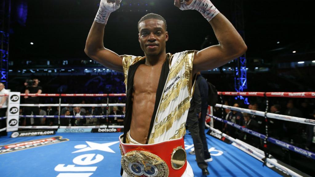 Errol Spence celebrates