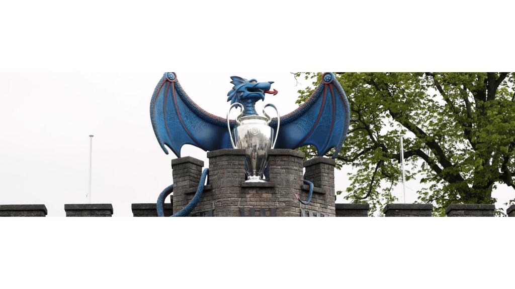 Champions League final branding on Cardiff Castle