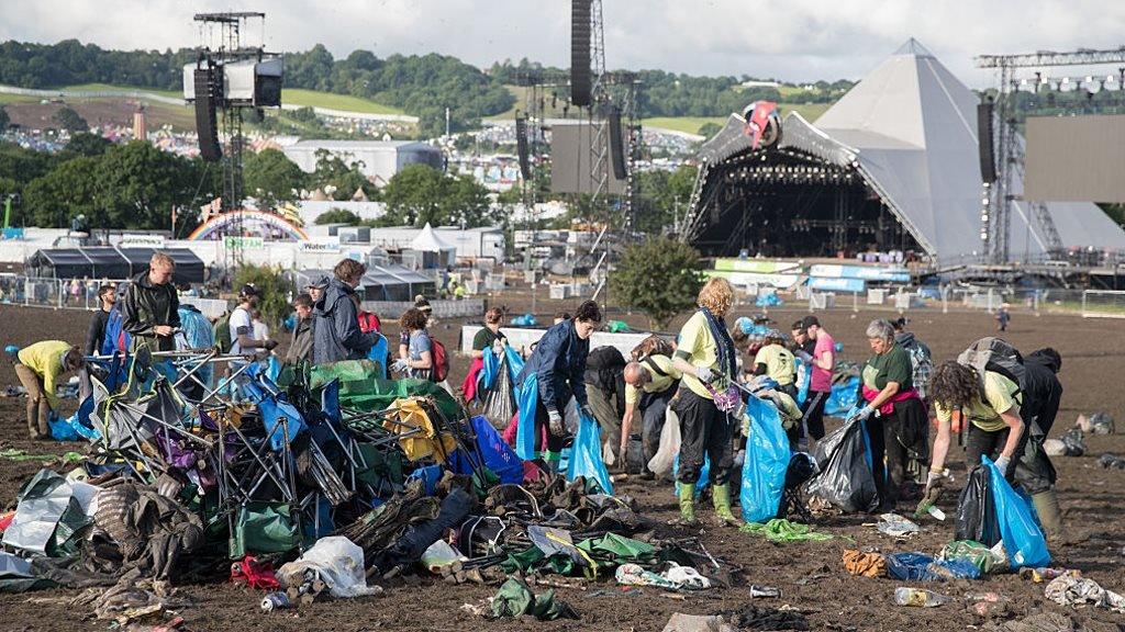 Abandoned tents at Glastonbury in 2017