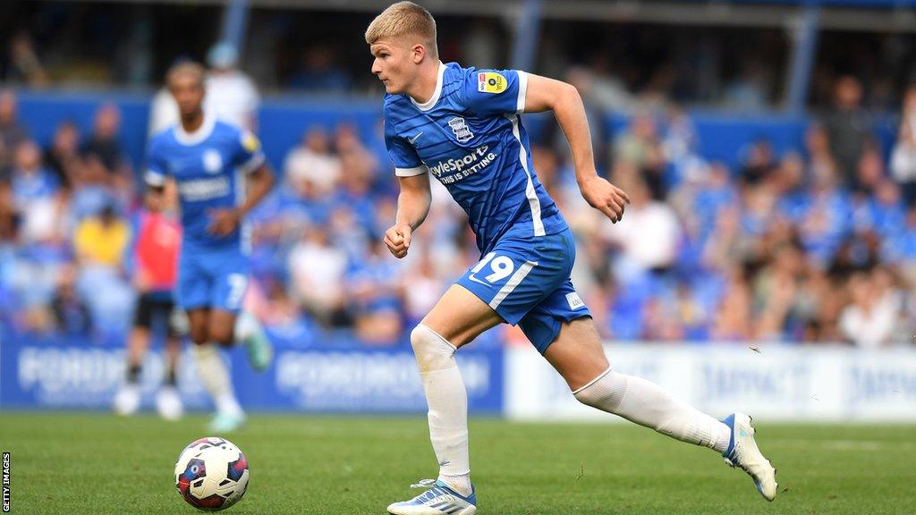 Midfielder Jordan James in action for Birmingham City