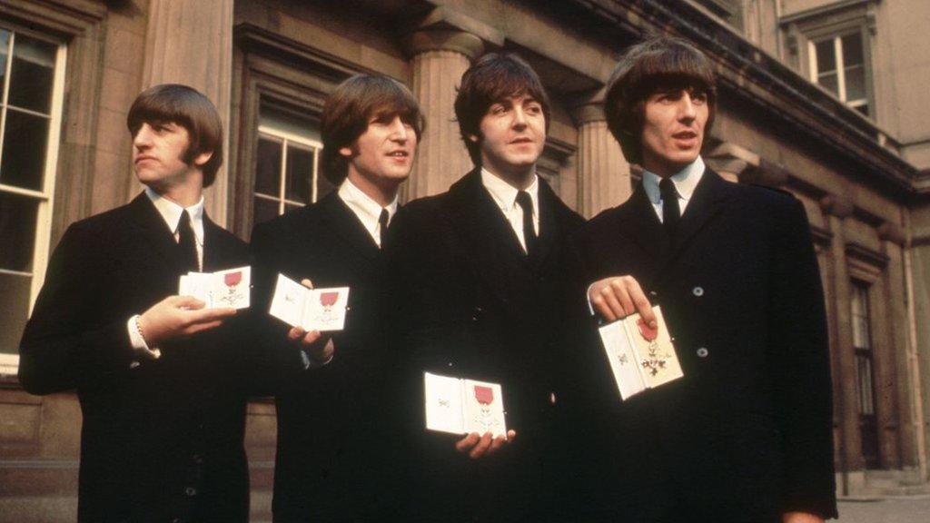 The Beatles at Buckingham Palace in 1965