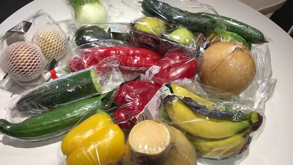 Fruit and vegetables in plastic