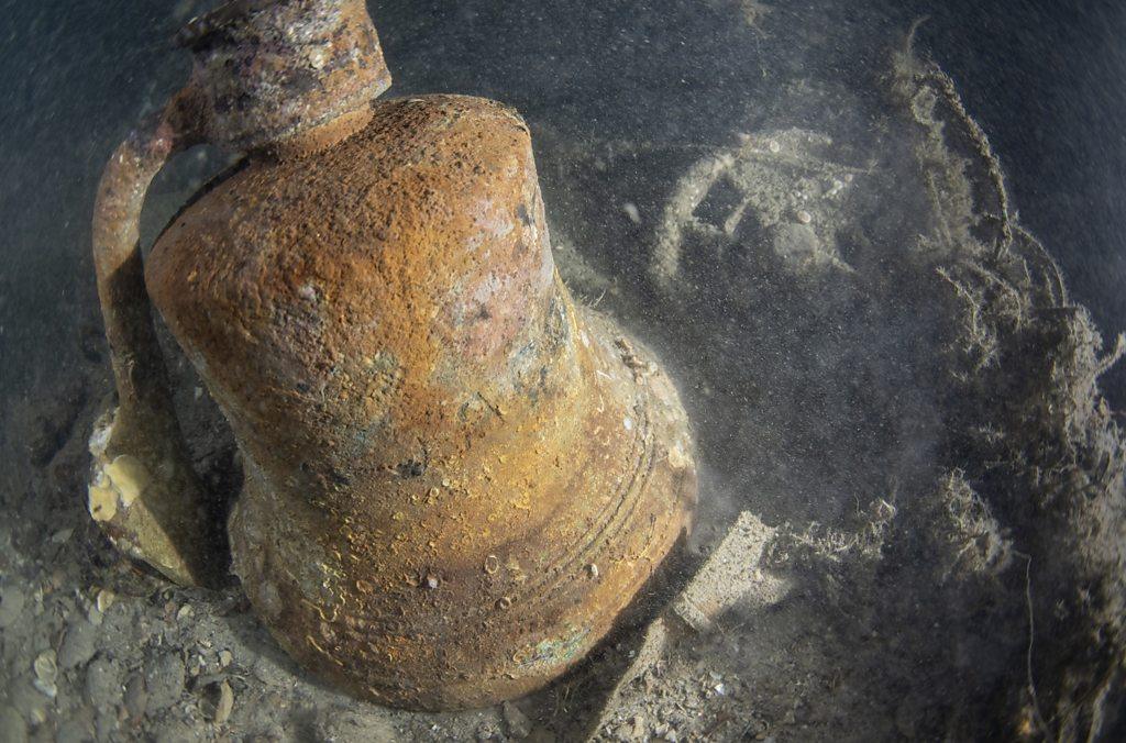 Bell of the USS Jacob Jones under the water