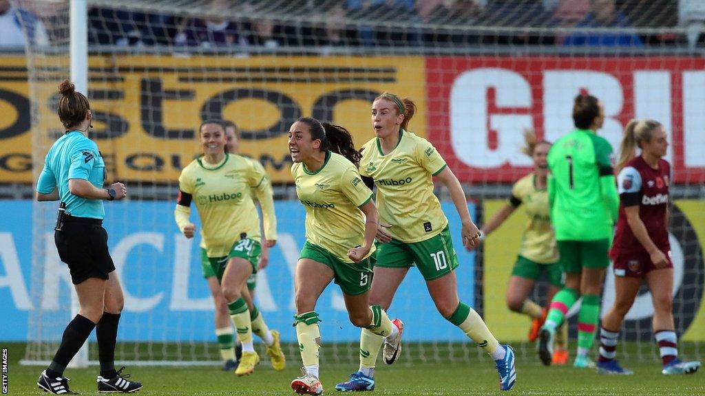 Bristol City celebrate after Brooke Aspin scores