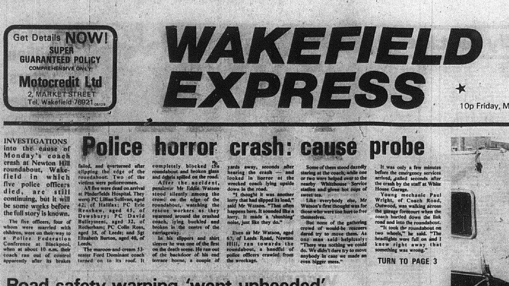 A Wakefield Express front page story about the crash