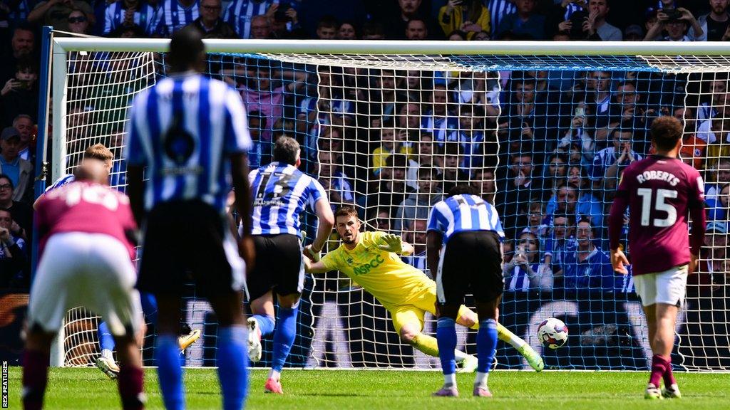 Michael Smith scores for Derby County against Sheffield Wednesday