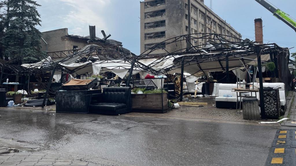 The scene of a strike in Kramatorsk