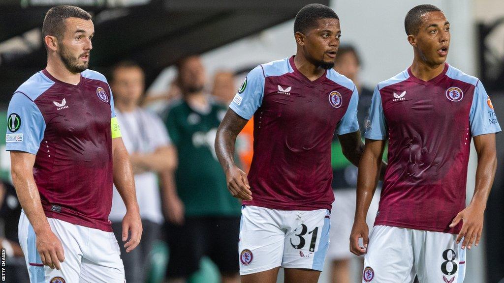 John McGinn, Leon Bailey, Youri Tielemans of Aston Villa