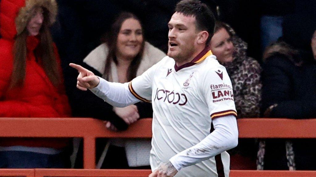 Andy Cook scores his 16th goal of the season for Bradford