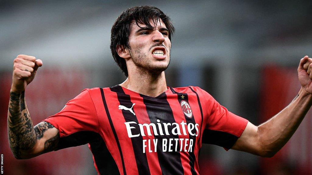 Sandro Tonali in action for AC Milan