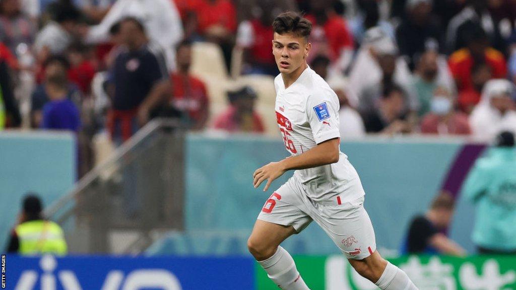 Ardon Jashari of Switzerland controls the ball during the FIFA World Cup Qatar 2022 Round of 16 match between Portugal and Switzerland