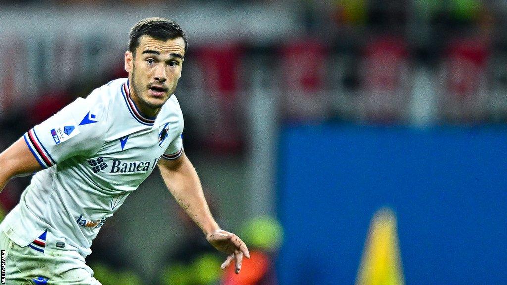 Harry Winks in action for Sampdoria in Italy's Serie A