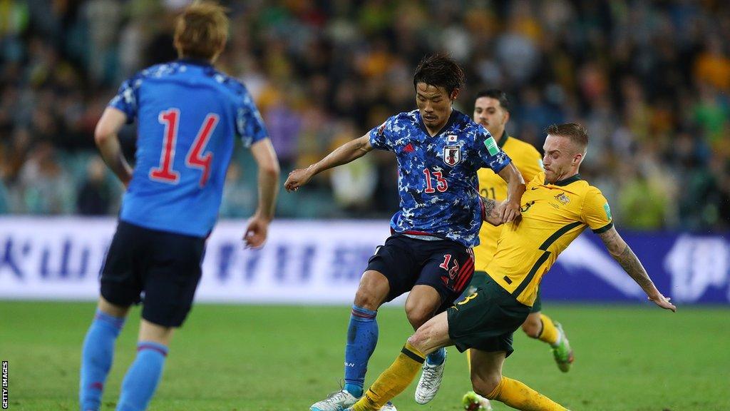 James Jeggo playing for Australia against Japan