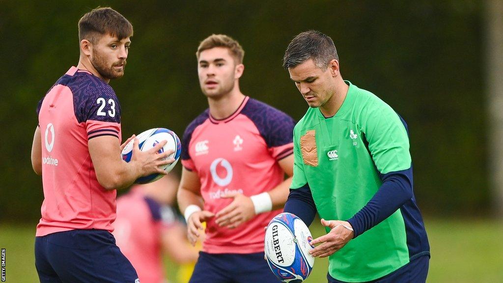 Sexton trains alongside fellow Ireland fly-halves Ross Byrne and Jack Crowley