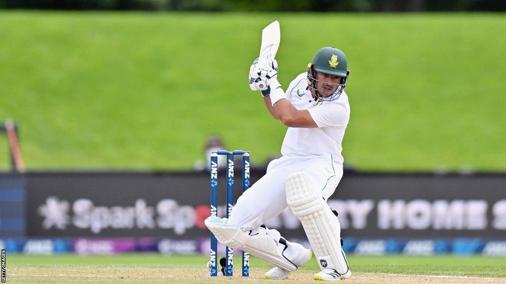 Zubayr Hamza batting for South Africa