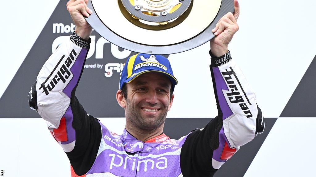 Johann Zarco celebrates winning MotoGP in the Australian
