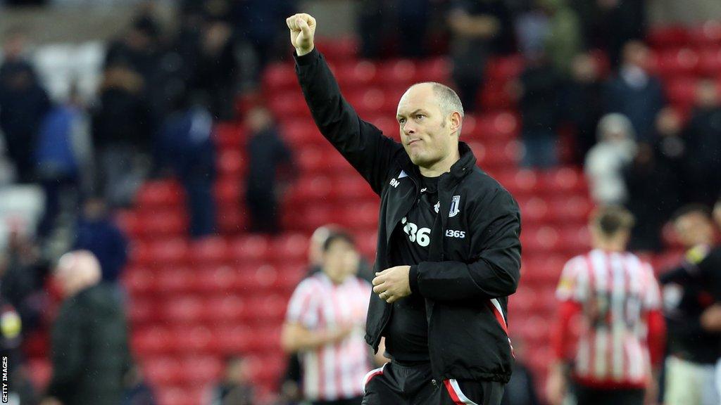 Stoke boss Alex Neil celebrates his side's win at former club Sunderland