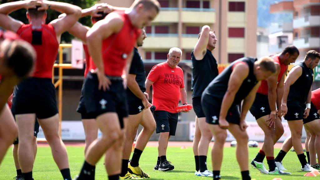 Wales rugby squad at Swiss training camp