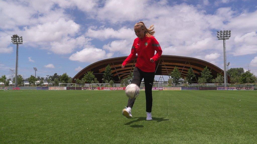 Yasmin Mrabet juggles a ball at the King Mohammed VI Training Complex