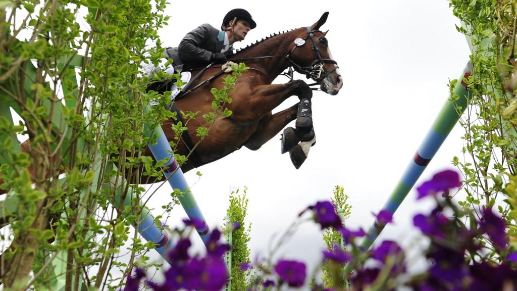 Show jumping at the Badminton Horse Trials