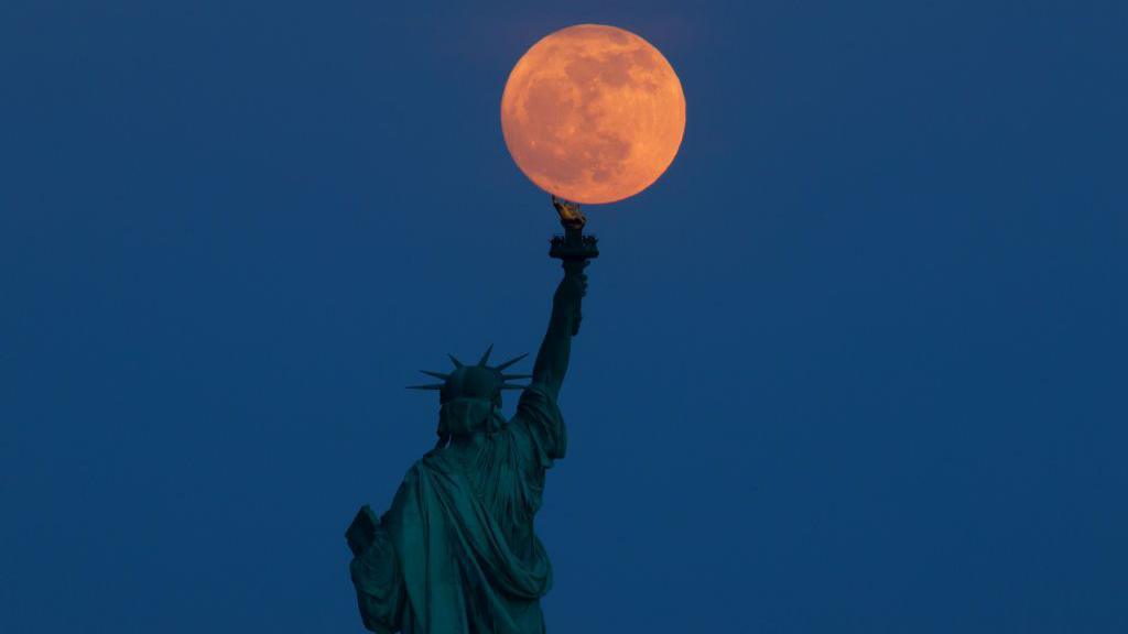 Flower Moon rising in New York City in 2024.