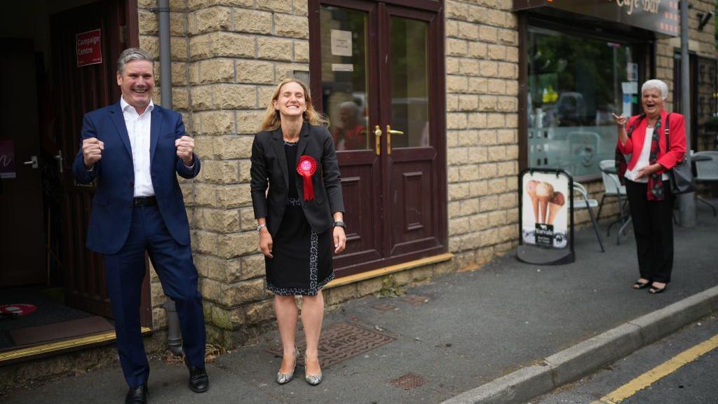 Sir Keir Starmer and Kim Leadbeater celebrate after hey by-election victory