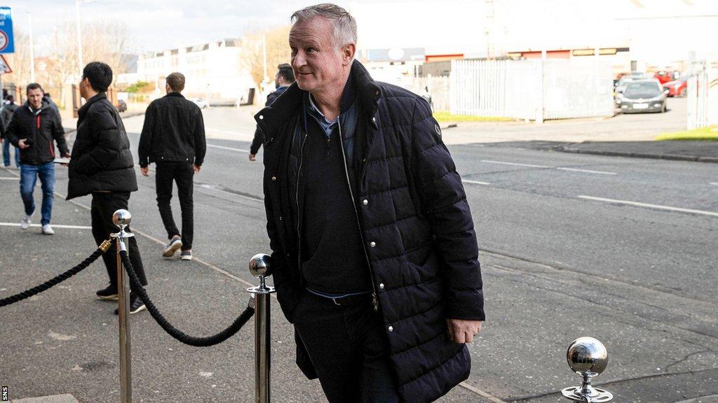 Northern Ireland head coach Michael O'Neill arrives at St Mirren's SMiSA Stadium