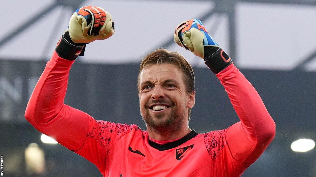 Tim Krul playing for Norwich at Carrow Road