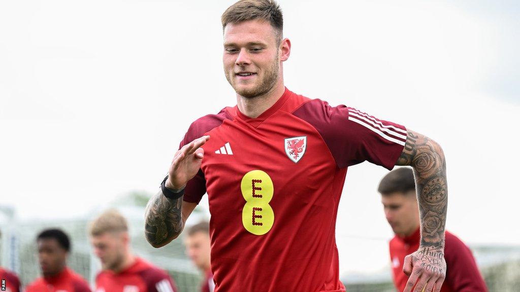 Joe Low in training with Wales Under-21s