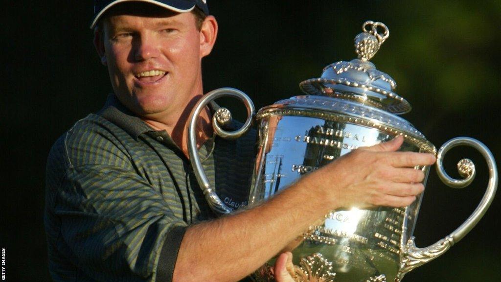 Shaun Micheel with the US PGA Championship trophy in 2003