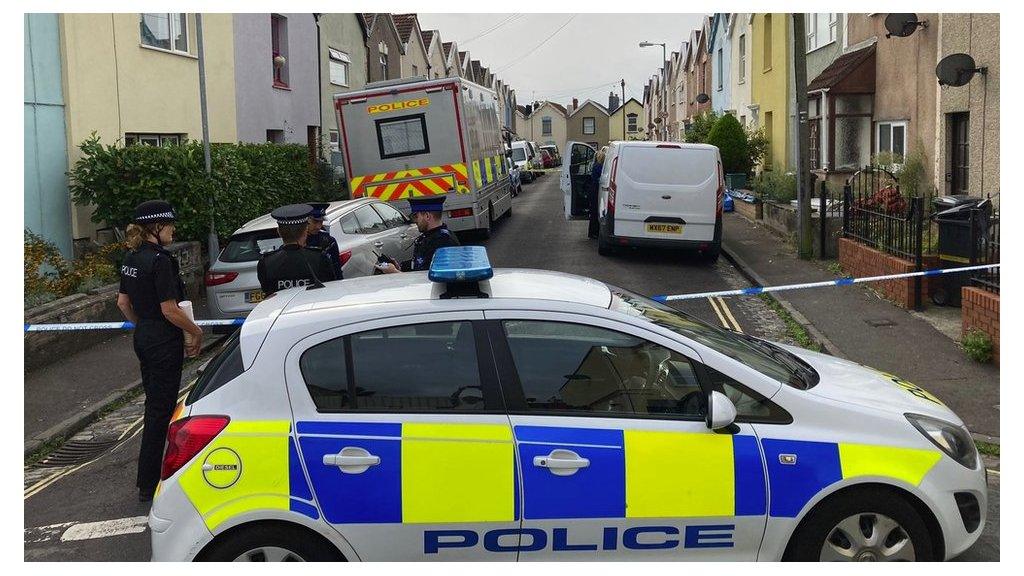 Police at the scene on Wood Street in Easton