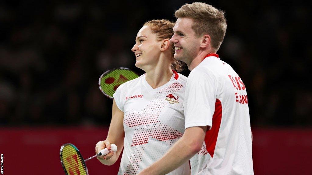 Smiles from Marcus Ellis and Lauren Smith at Commonwealth Games held in Birmingham