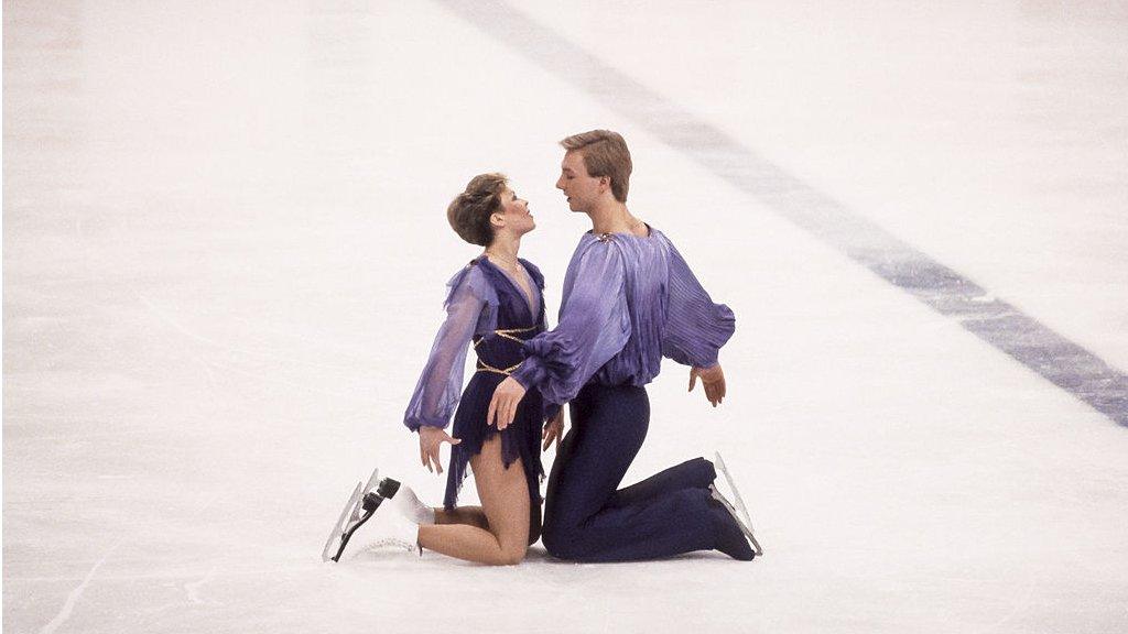 Jayne Torvill and Christopher Dean compete at the 1984 Winter Olympics in Sarajevo