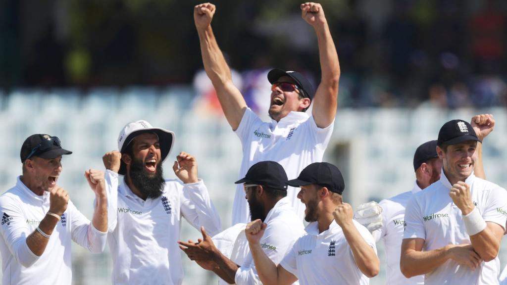 England celebrate a wicket on the final day