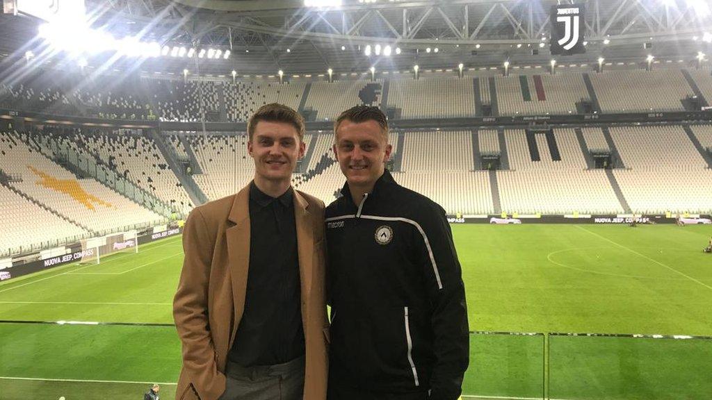 Joe and Ben Wilmot at Juventus Stadium after a match