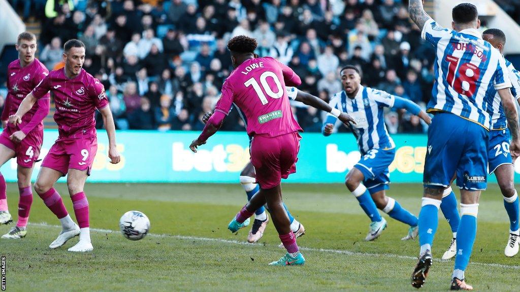 Swansea's Jamal Lowe shoots