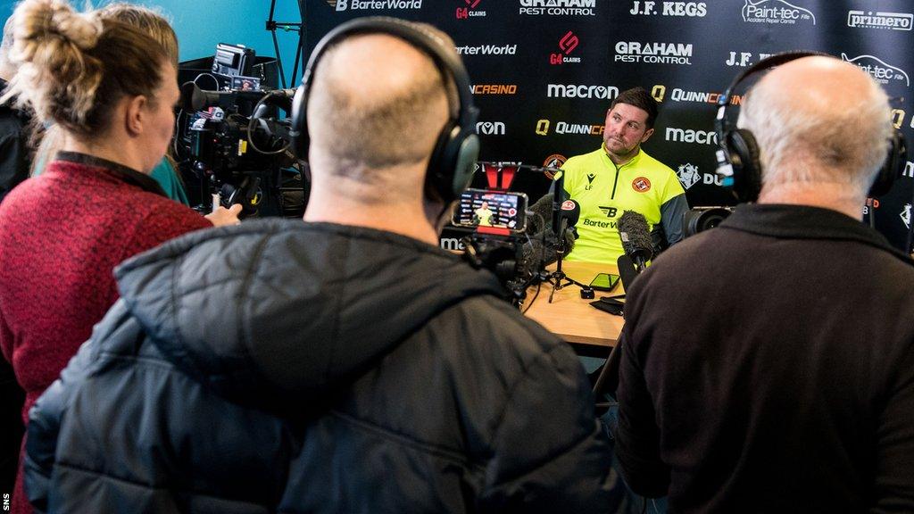 Liam Fox at Dundee United's media conference